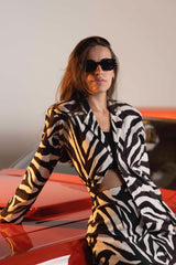 BYSARAD | ZEBRA FAUX SUEDE SKIRT & BLAZER SET