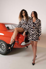 BYSARAD | ZEBRA FAUX SUEDE SKIRT & BLAZER SET
