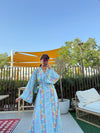 Embroidered Kaftan Dress - Light Blue