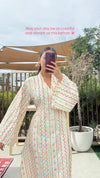 Embroidered Kaftan Dress - Colorful Gold