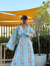 Embroidered Kaftan Dress - Light Blue