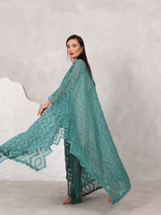 3D EMBROIDERED KAFTAN - TEAL GREEN