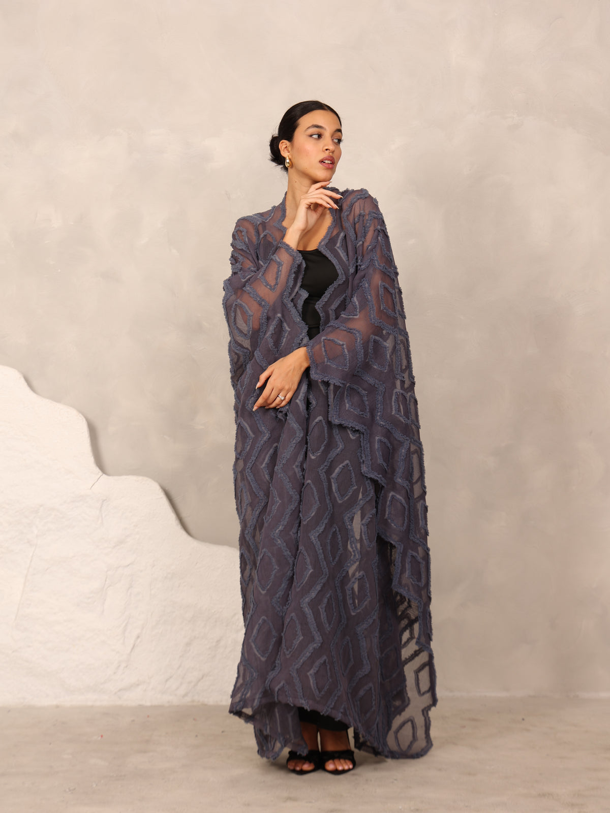 3D EMBROIDERED KAFTAN - TWILIGHT BLUE