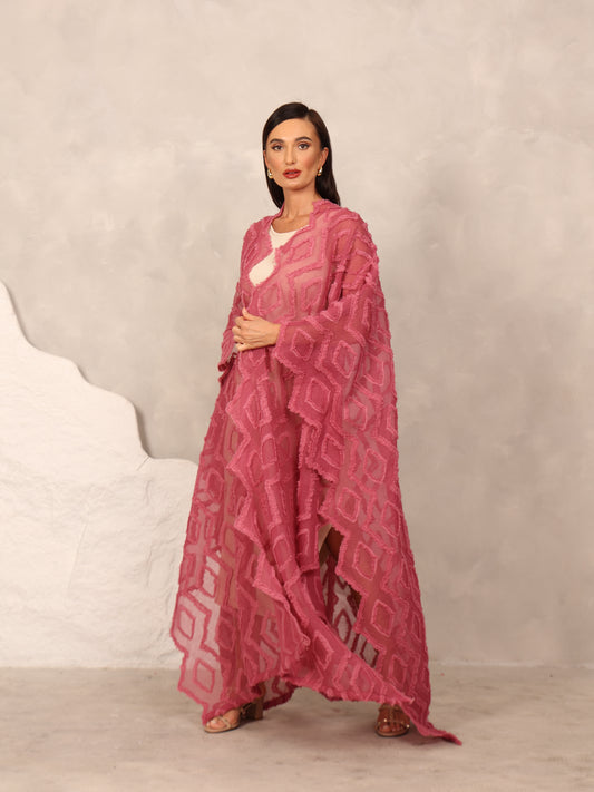 3D EMBROIDERED KAFTAN - BLUSH PINK