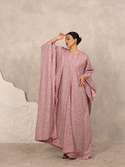 LINEN KAFTAN & INNER DRESS SET - BURGUNDY