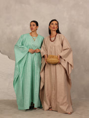 LINEN KAFTAN & INNER DRESS SET - MINT GREEN