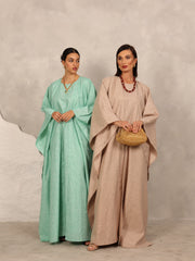 LINEN KAFTAN & INNER DRESS SET - MINT GREEN