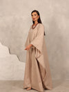 LINEN KAFTAN & INNER DRESS SET - BEIGE