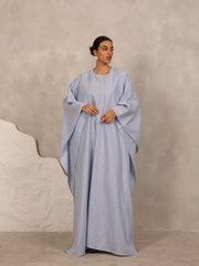 LINEN KAFTAN & INNER DRESS SET - LIGHT BLUE