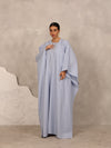 LINEN KAFTAN & INNER DRESS SET - LIGHT BLUE