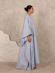 LINEN KAFTAN & INNER DRESS SET - LIGHT BLUE