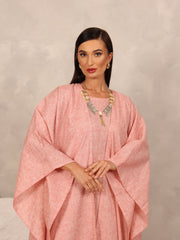 LINEN KAFTAN & INNER DRESS SET - CORAL PEACH