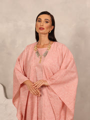 LINEN KAFTAN & INNER DRESS SET - CORAL PEACH