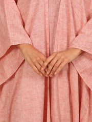 LINEN KAFTAN & INNER DRESS SET - CORAL PEACH