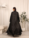 SILK LONG ABAYA & PANTS SET - BLACK