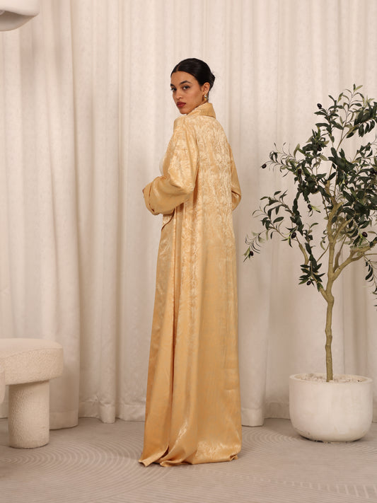 SILK LONG CARDIGAN SET - GOLD