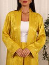 SILK LONG ABAYA & PANTS SET - MUSTARD YELLOW