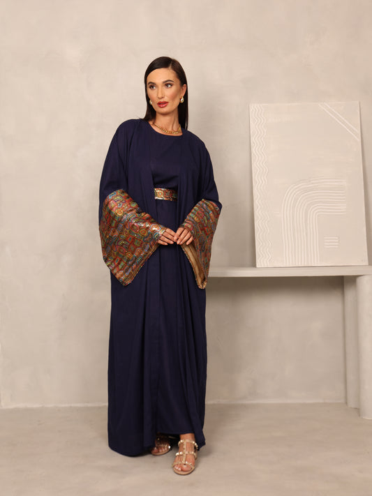 STATEMENT SLEEVES KAFTAN & INNER DRESS  - NAVY BLUE