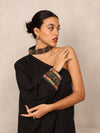 PALESTINIAN EMBROIDERED ONE SHOULDER DRESS - BLACK
