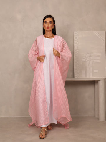 LIGHT SEETHROUGH ABAYA - BUBBLE PINK