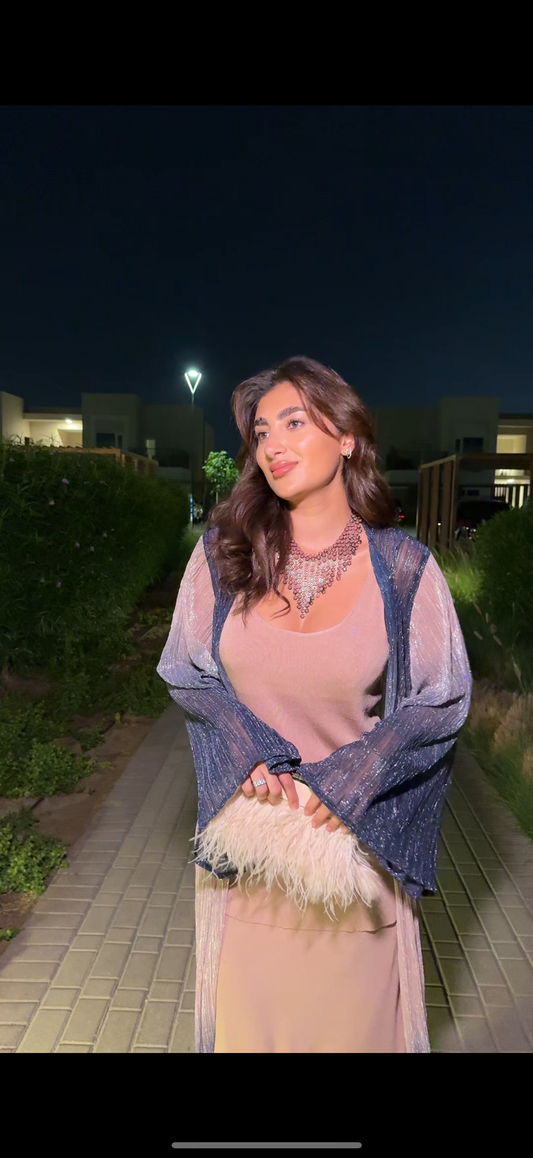 THE MAHRA ABAYA - BLUE PINK OMBRE SHIMMER