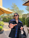 Oversized Embroidered Denim Jacket - Blue