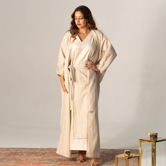 BYSARAD | THE RHEA 3-PIECE ABAYA SET - CREME
