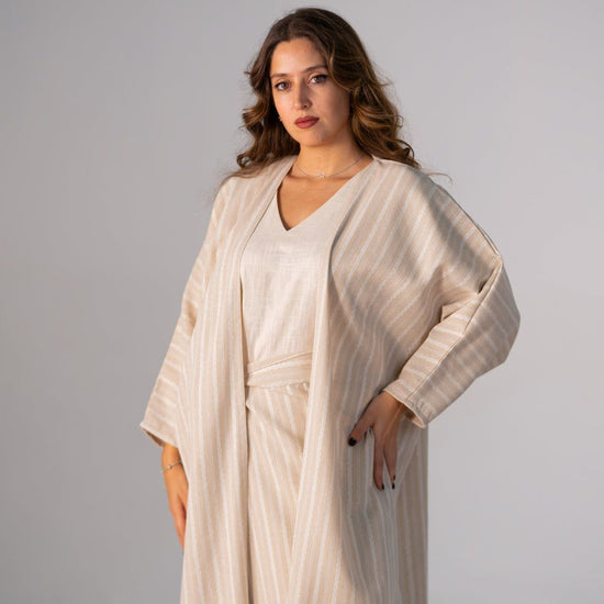 BYSARAD | THE RHEA 3-PIECE ABAYA SET - CREME