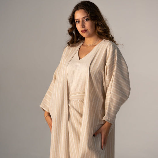 BYSARAD | THE RHEA 3-PIECE ABAYA SET - CREME