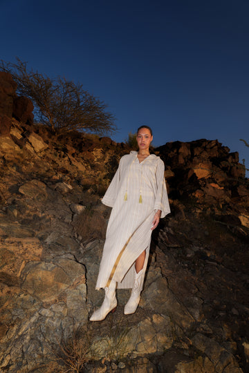 Kaftan Dress with Hood - Off White
