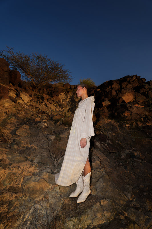 Kaftan Dress with Hood - Off White