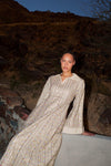 Embroidered Kaftan Dress - Beige