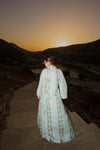 Embroidered Kaftan Dress - Light Turquoise