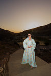 Embroidered Kaftan Dress - Light Turquoise