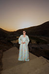Embroidered Kaftan Dress - Light Turquoise