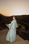 Embroidered Kaftan Dress - Light Turquoise