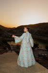 Embroidered Kaftan Dress - Light Turquoise