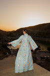 Embroidered Kaftan Dress - Light Turquoise
