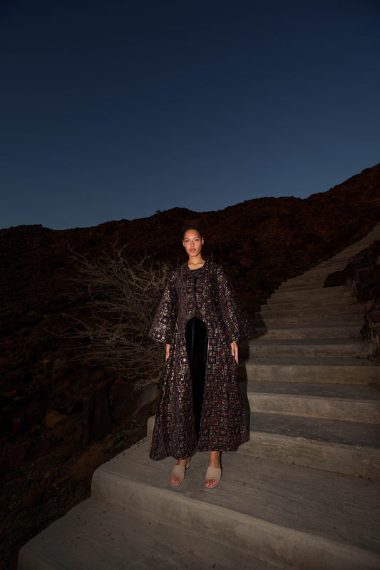 Kaftan Vest - Embroidered Black Velvet