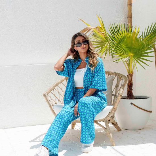 BYSARAD | ANGURIA PANTS & SHIRT CO-ORD - BLUE