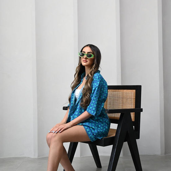 BYSARAD | ANGURIA SHORTS & SHIRT CO-ORD - BLUE