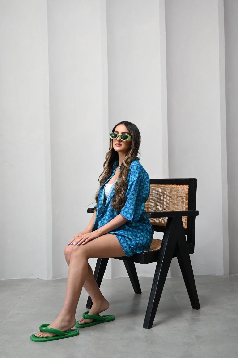 BYSARAD | ANGURIA SHORTS & SHIRT CO-ORD - BLUE