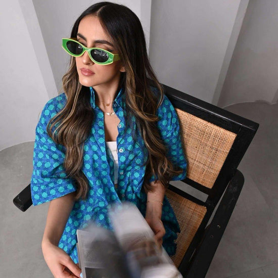 BYSARAD | ANGURIA SHORTS & SHIRT CO-ORD - BLUE