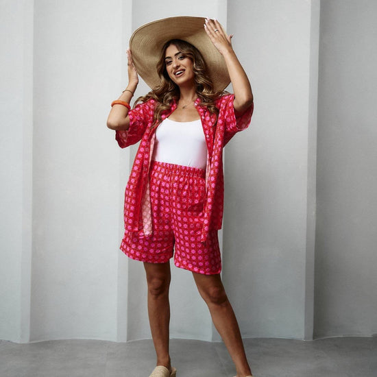 BYSARAD | ANGURIA SHORTS & SHIRT CO-ORD - RED (MUNSELL)