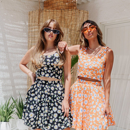 BYSARAD | DAISY SKIRT & CROP TOP CO-ORD - BLACK