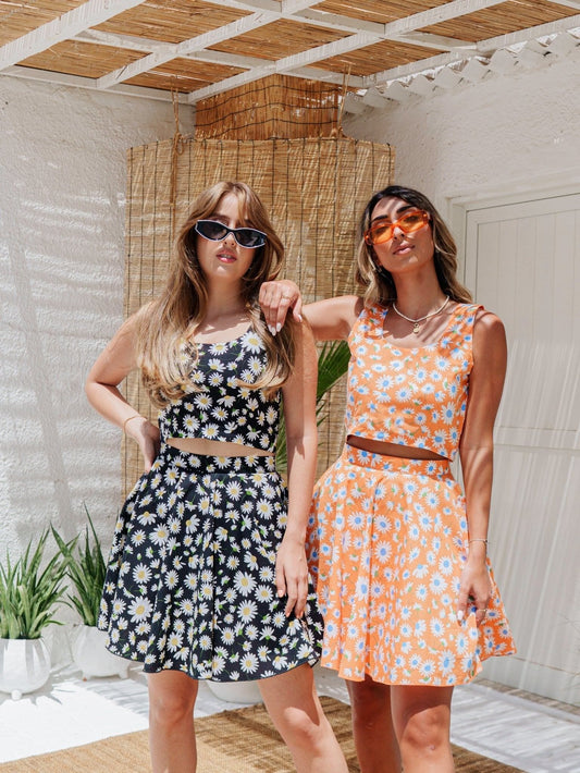 BYSARAD | DAISY SKIRT & CROP TOP CO-ORD - BLACK
