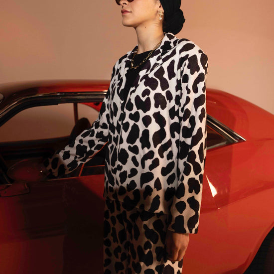 BYSARAD | DALMATIAN FAUX SUEDE PANTS & BLAZER SET
