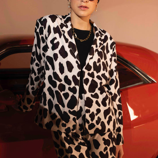 BYSARAD | DALMATIAN FAUX SUEDE PANTS & BLAZER SET
