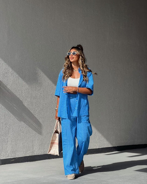 DENEN PANTS & SHIRT CO-ORD - BLUE