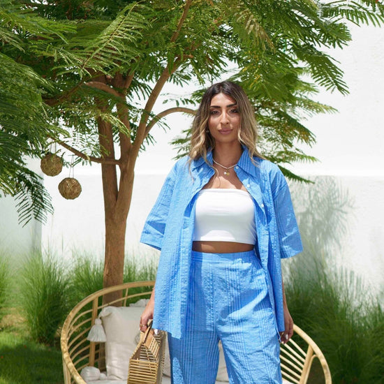 BYSARAD | DENEN PANTS & SHIRT CO-ORD - BLUE